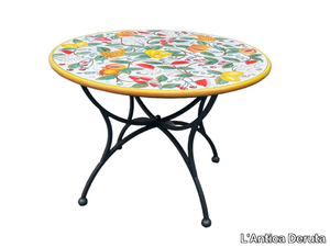 TLC/ES/16 - Round lava stone garden table _ L'Antica Deruta