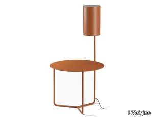 GIO - Round metal bedside table with built-in lights _ L'Origine