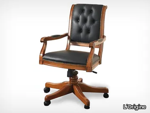 K 10519 - Swivel leather chair with armrests _ L'Origine