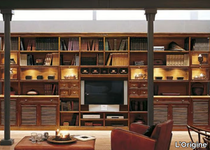 REPLICA - Sectional cherry wood TV wall system _ L'Origine