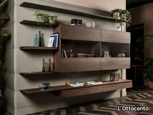 CHRONOS - Wall-mounted wood and glass storage wall _ L'Ottocento