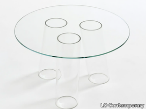 ELEPHANT IN A POND - Round glass coffee table _ LO Contemporary