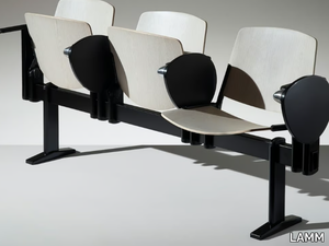 NEW MODULAMM - Wooden beam seating with armrests with writing tablet _ LAMM