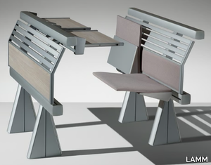 RUNNER - Bench desk with integrated chairs _ LAMM