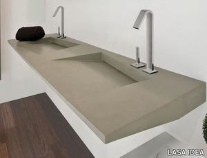 FLOW 10 - Wall-mounted double rectangular washbasin _ LASA IDEA