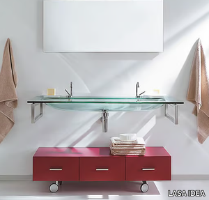 TIFFANY 730 - Wall-mounted double rectangular crystal washbasin _ LASA IDEA