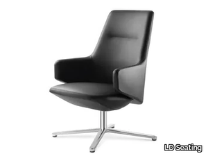 MELODY LOUNGE ML-L-N6 - Swivel leather armchair with 4-spoke base with armrests _ LD Seating