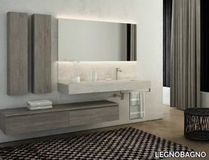 FREEDOM FL15 - Single wall-mounted HPL vanity unit with towel rail _ LEGNOBAGNO