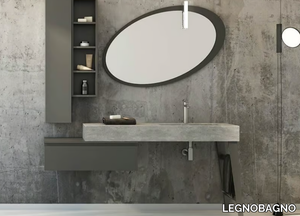 FREEDOM FL16 - Single porcelain stoneware vanity unit with doors with mirror _ LEGNOBAGNO