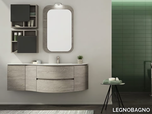 FREEDOM FC01 - Single wall-mounted HPL vanity unit with mirror _ LEGNOBAGNO