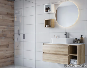 CUBIK 05 - Wall-mounted wooden vanity unit with drawers _ LEGNOBAGNO