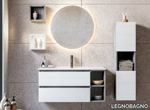 CUBIK 02 - Wall-mounted wooden vanity unit with cabinets _ LEGNOBAGNO