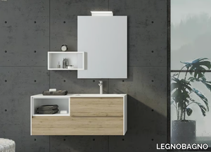 FREEDOM FL22 - Floor-standing HPL vanity unit with drawers with mirror _ LEGNOBAGNO