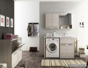 URBAN LAUNDRY 08 - Sectional laundry room cabinet with hinged doors with sink _ LEGNOBAGNO