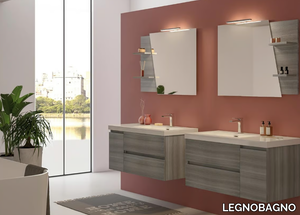 LINE 04 - Wall-mounted vanity unit with doors with drawers _ LEGNOBAGNO