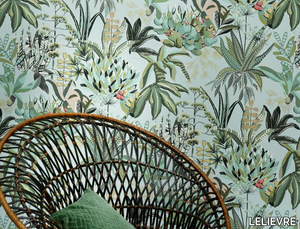 FIGARI - Textile effect wallpaper with floral pattern _ LELIEVRE