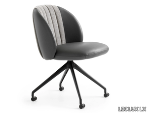 LXR23 - Trestle-based swivel leather chair with castors _ LEOLUX LX