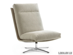 LXR24 - Swivel leather armchair high-back with 4-spoke base _ LEOLUX LX