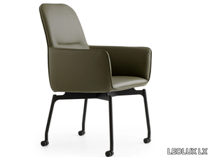 LXR20 - Leather chair with castors _ LEOLUX LX