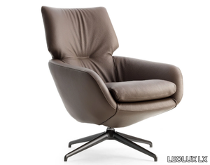 LX694 - Swivel leather armchair with 4-spoke base _ LEOLUX LX