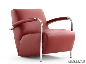 LX965 - Leather armchair with armrests _ LEOLUX LX