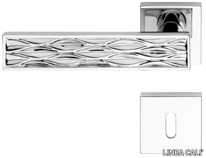 DYNAMIC - Brass door handle on rose with lock _ LINEA CALI'