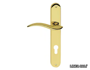 LIBERA - Classic style brass door handle on back plate with lock _ LINEA CALI'