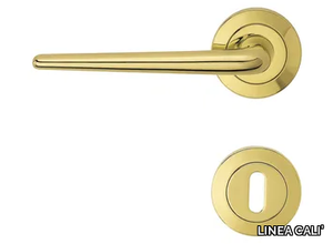 BRIXIA - Brass door handle on rose with lock _ LINEA CALI'