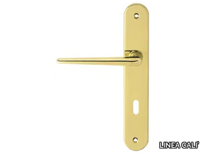 BRIXIA - Classic style brass door handle on back plate with lock _ LINEA CALI'