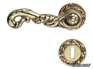 POESIA - Art Nouveau brass door handle on rose with lock _ LINEA CALI'