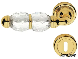 CRYSTAL - Chromed brass door handle with Swarovski® Crystals on rose with lock _ LINEA CALI'