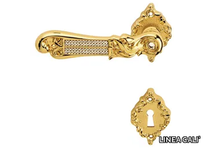 TIFFANY MESH - Chromed brass door handle on rose with lock _ LINEA CALI'