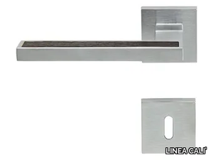 SINTESI WENGÉ - Chromed brass door handle on rose with lock _ LINEA CALI'