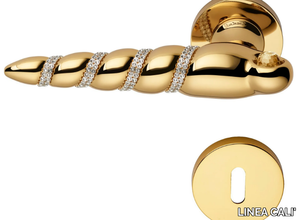 SHELL MESH - Chromed brass door handle with Swarovski® Crystals on rose with lock _ LINEA CALI'