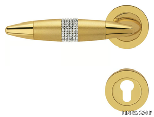 HAVANA MESH - Chromed brass door handle with Swarovski® Crystals on rose with lock _ LINEA CALI'