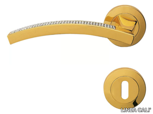 PROFILO MESH - Chromed brass door handle with Swarovski® Crystals on rose _ LINEA CALI'