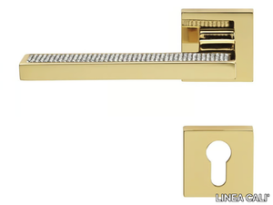 SINTESI MESH - Chromed brass door handle with Swarovski® Crystals on rose with lock _ LINEA CALI'