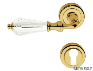 VERONICA - Chromed brass door handle with Swarovski® Crystals on rose with lock _ LINEA CALI'