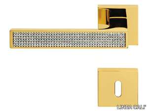 ZEN MESH - Chromed brass door handle with Swarovski® Crystals on rose with lock _ LINEA CALI'