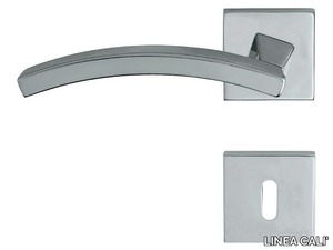 PROFILO - Chromed brass door handle on rose with lock _ LINEA CALI'