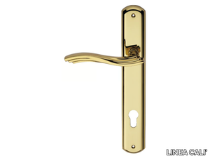 MARINA - Classic style brass door handle on back plate with lock _ LINEA CALI'