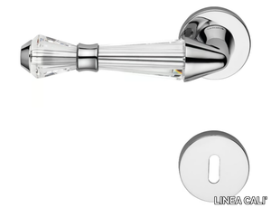 LUCE - Classic style brass door handle with Swarovski® Crystals on rose with lock _ LINEA CALI'