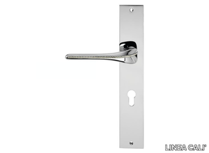 SPIRIT MESH - Contemporary style brass door handle on back plate with lock _ LINEA CALI'