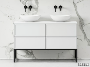 VANITA - Floor-standing double wooden vanity unit with drawers _ LUSSO