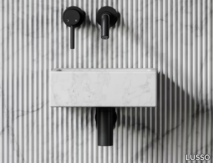 VASEL - Rectangular wall-mounted Carrara marble handrinse basin _ LUSSO
