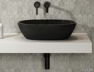 VETRINA - Countertop oval Resin Stone washbasin with overflow _ LUSSO