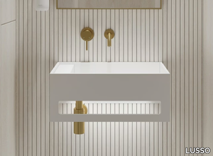 ART - Wall-mounted Resin Stone washbasin with towel rail _ LUSSO