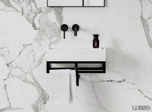 CIRO - Wall-mounted Resin Stone washbasin with towel rail _ LUSSO