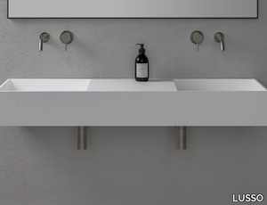 COTTI - Wall-mounted double rectangular Resin Stone washbasin _ LUSSO