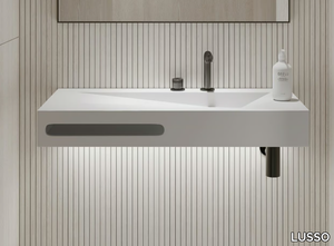 GEO - Wall-mounted single Resin Stone washbasin with towel rail _ LUSSO